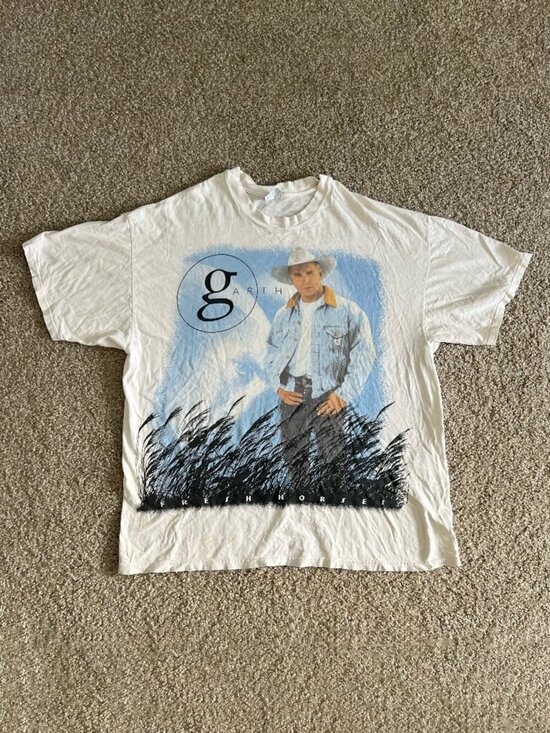 Hanes Beefy Other - 90s Garth Brooks Raising Horses Concert Tour T-Shirt Large Single Stitch 2XL